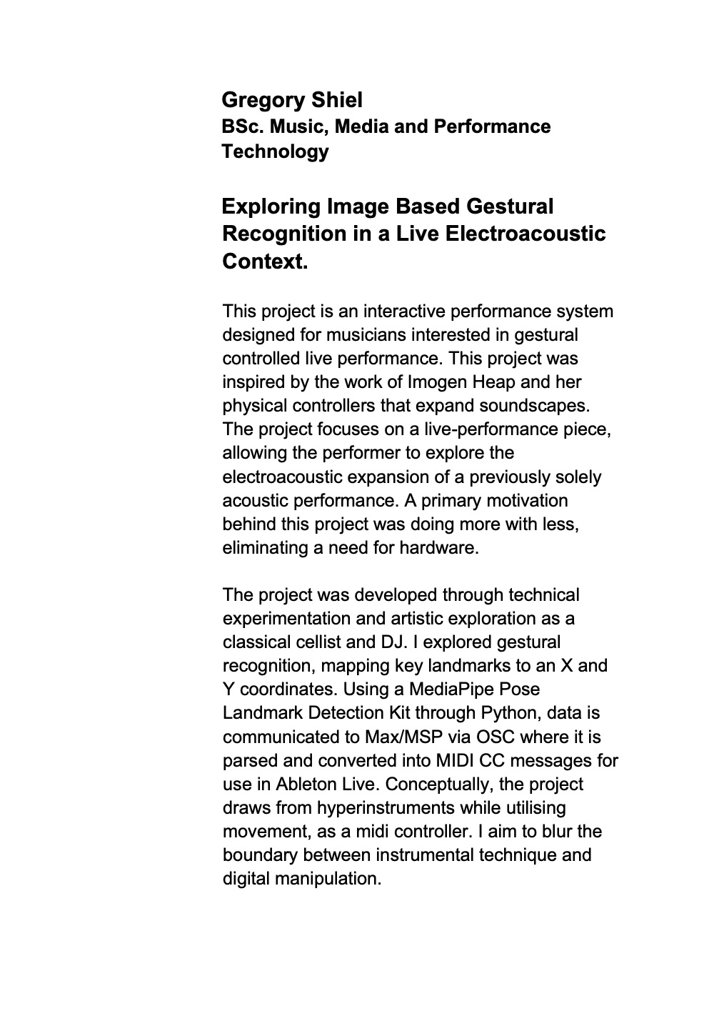 Poster abstract — project summary text